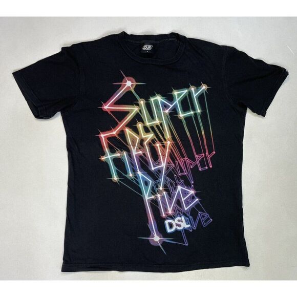 55DSL Diesel Neon Graphic T-shirt Women Medium Black Short Sleeve - Picture 1 of 6